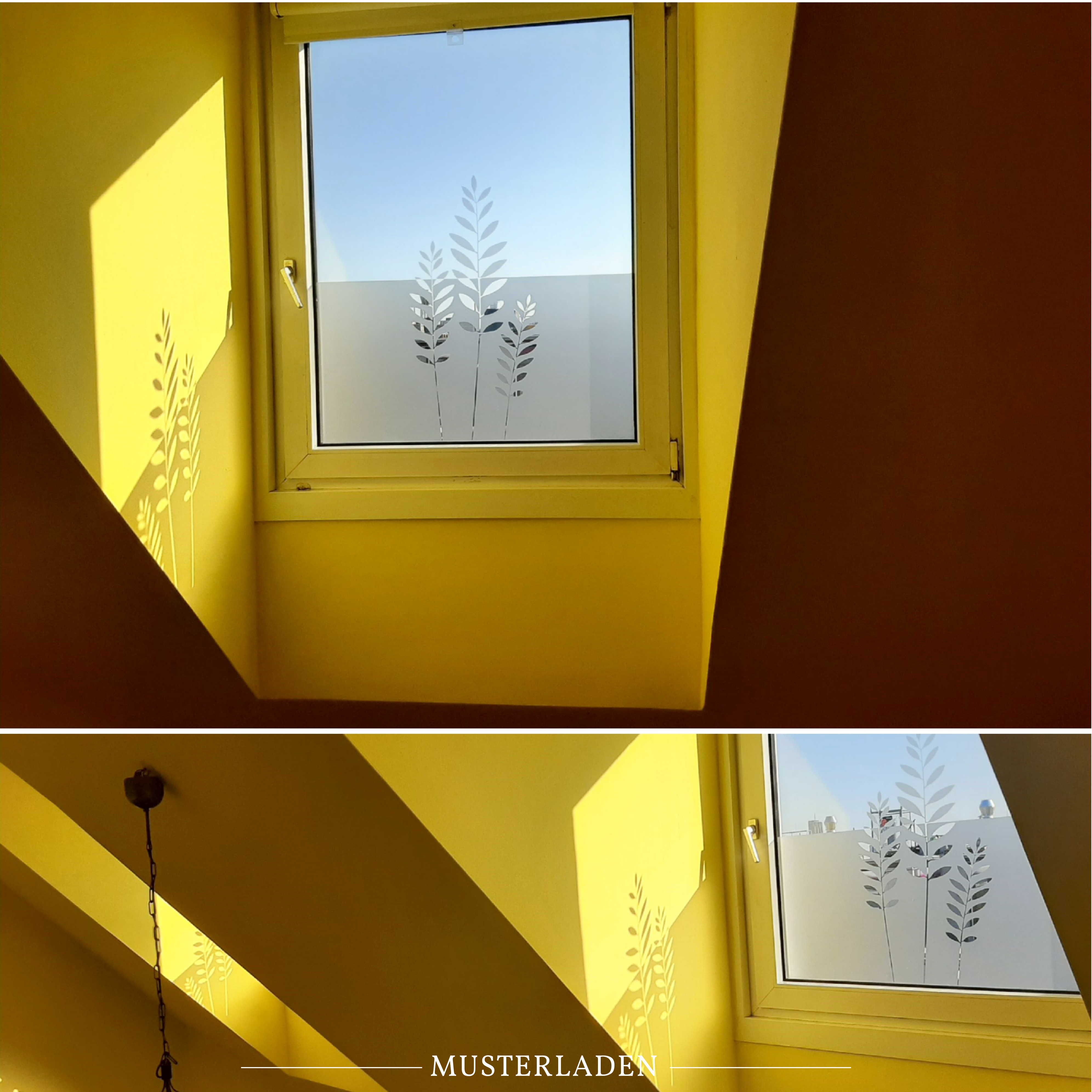 Fensterfolie Blätter, eine dekorative Folie für Fenster - Musterladen